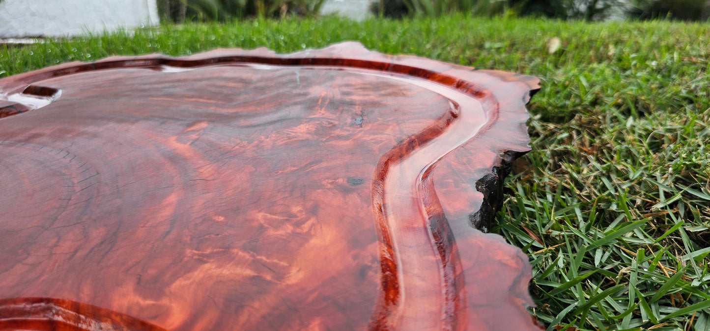 Cozy Stump butcher block with juice groove and resin epoxy