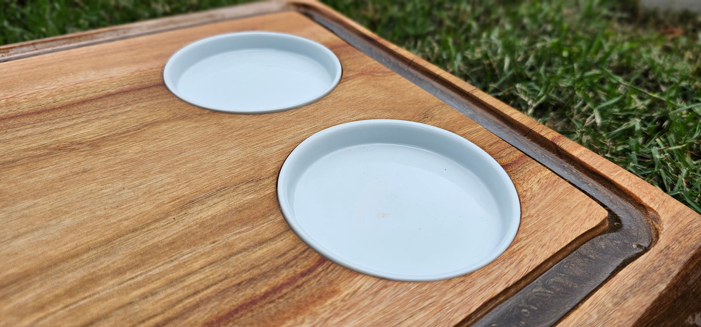 Chopping Board Camphor wood with juice groove and resin epoxy