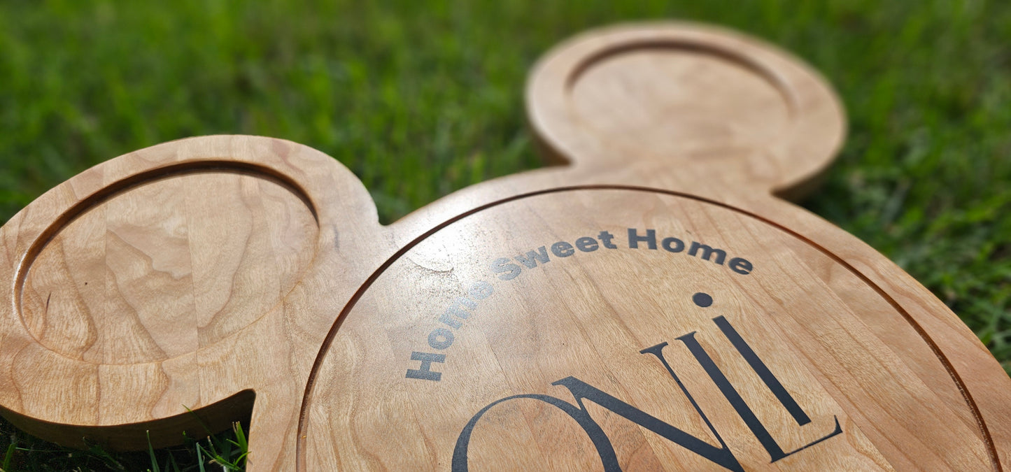 Customized MICKEY Serving board, Custom Name Board, cherry Hard wood, Kitchen Decor, Gifts