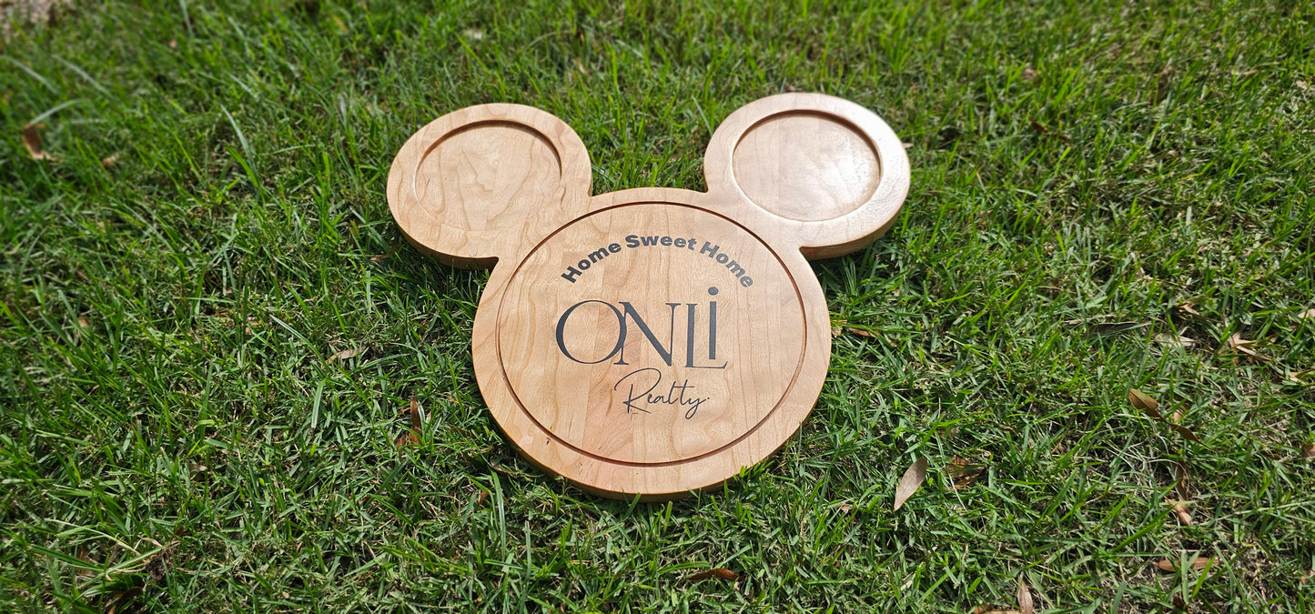 Customized MICKEY Serving board, Custom Name Board, cherry Hard wood, Kitchen Decor, Gifts